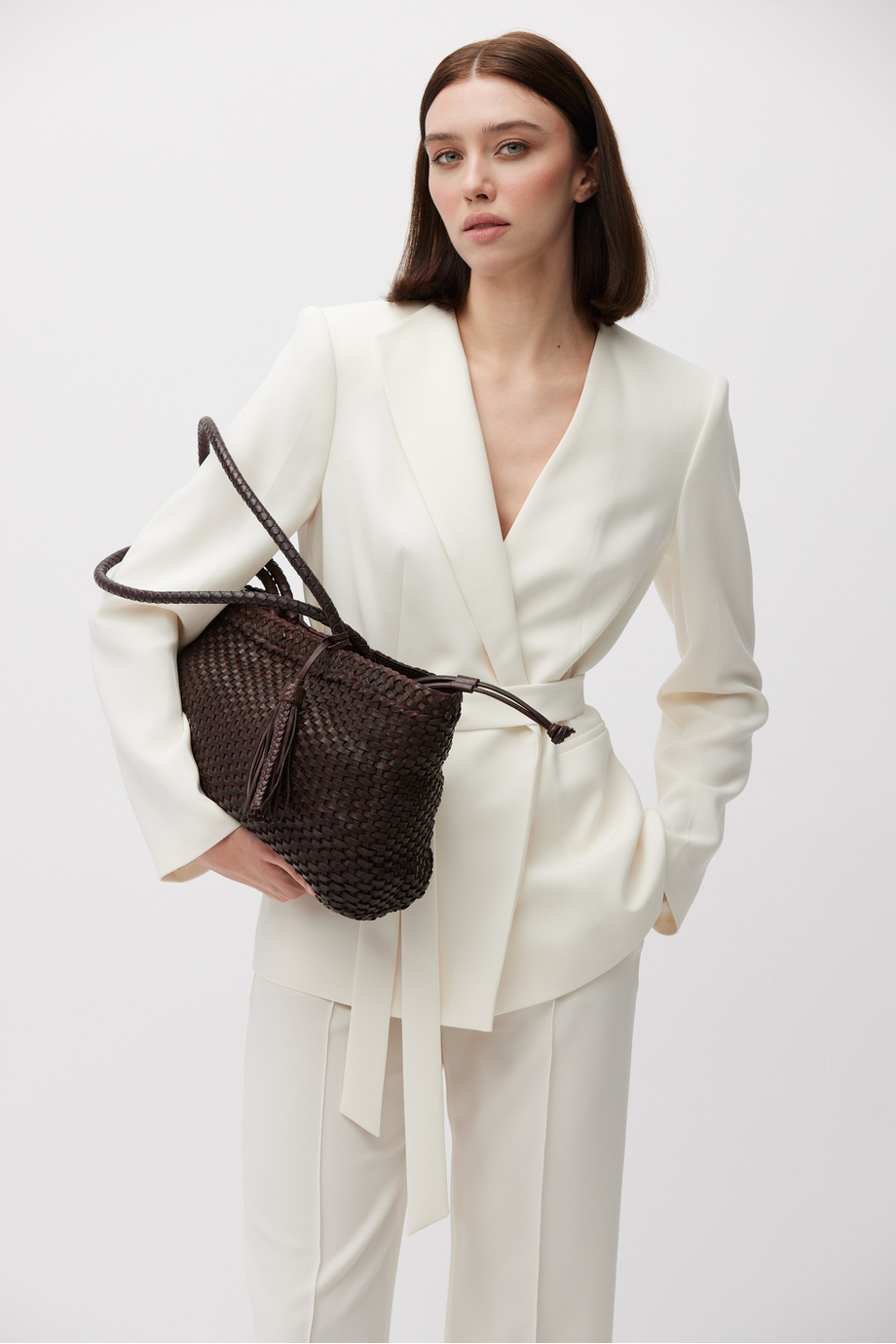 Béžové sako s páskem k obleku - Patrizia Aryton Béžové sako s páskem k obleku - Patrizia Aryton