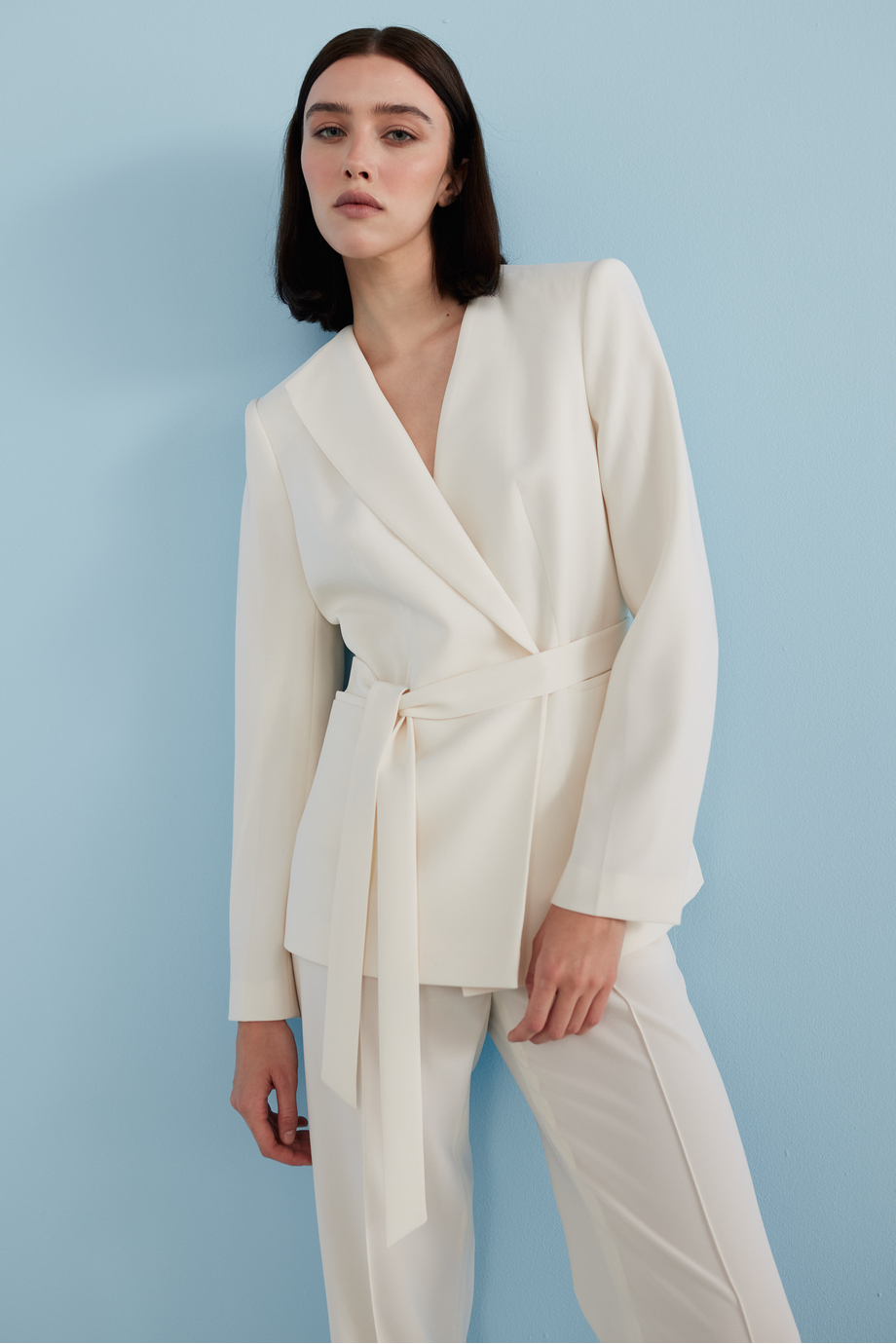 Béžové sako s páskem k obleku - Patrizia Aryton Béžové sako s páskem k obleku - Patrizia Aryton