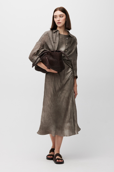 Hedvábné midi šaty s rozparkem - Patrizia Aryton