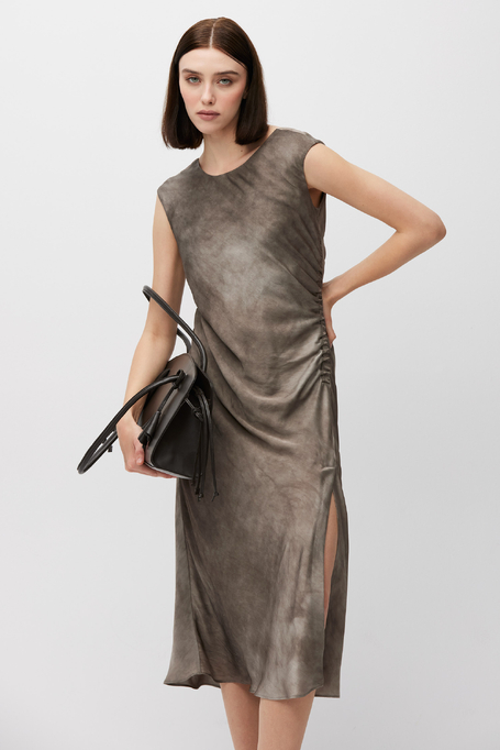 Hedvábné midi šaty s rozparkem - Patrizia Aryton