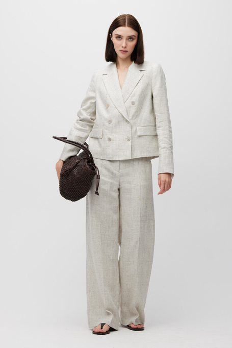 Béžové lněné sako do kostýmu