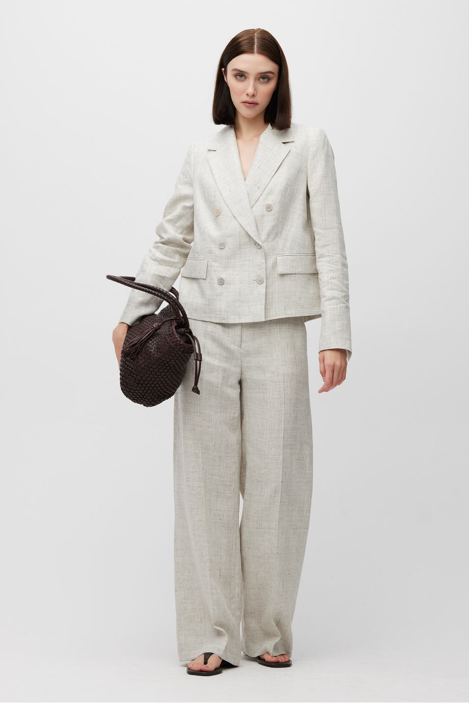 Béžové lněné sako do kostýmu Béžové lněné sako do kostýmu