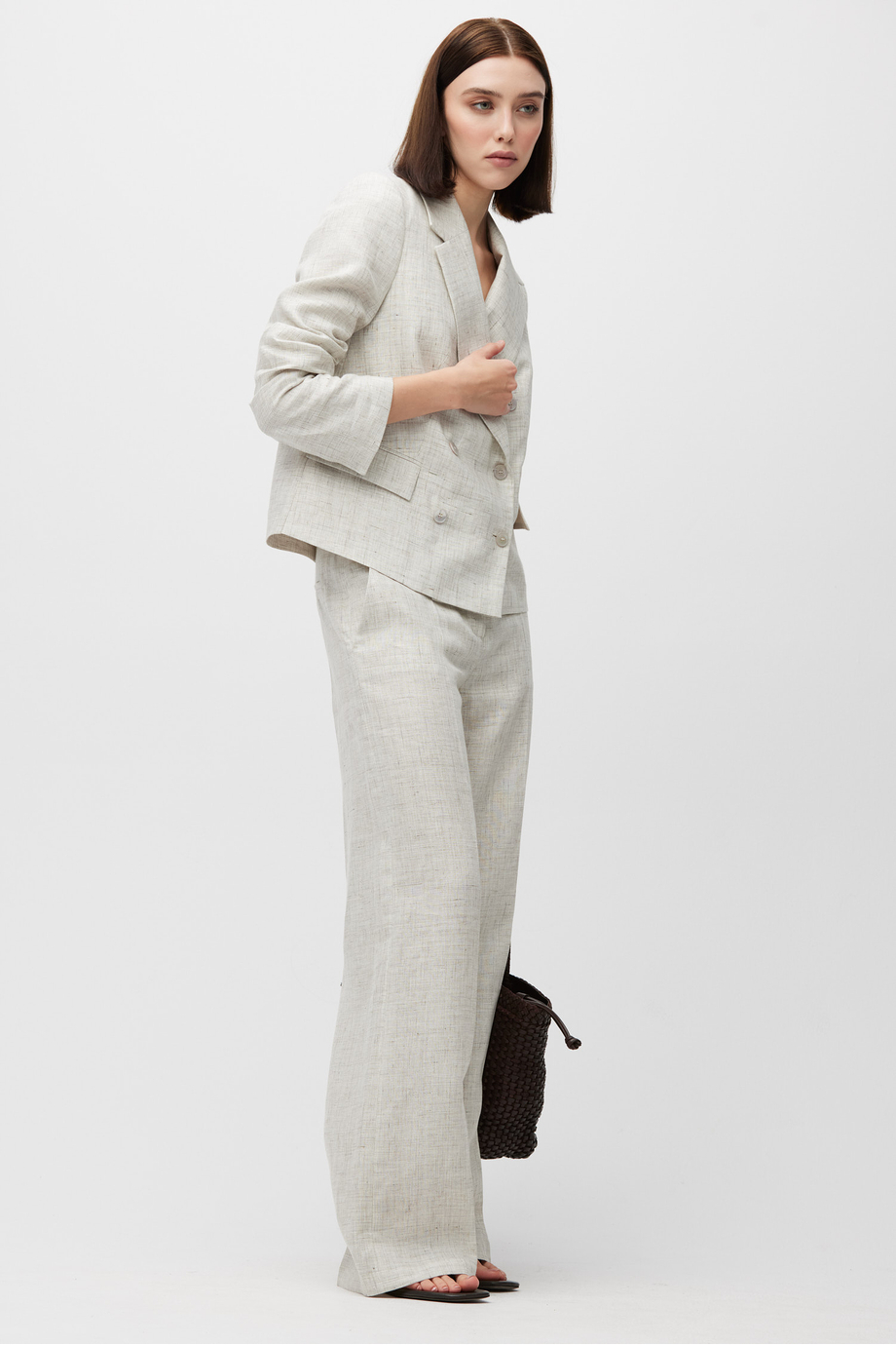 Béžové lněné sako do kostýmu Béžové lněné sako do kostýmu