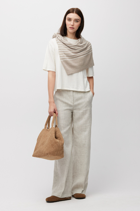 Béžové široké kalhoty do kostýmu