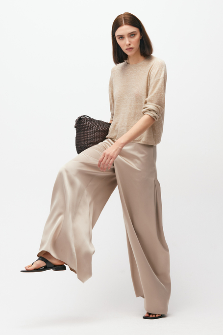 Béžové kalhoty se širokou nohavicí - Patrizia Aryton