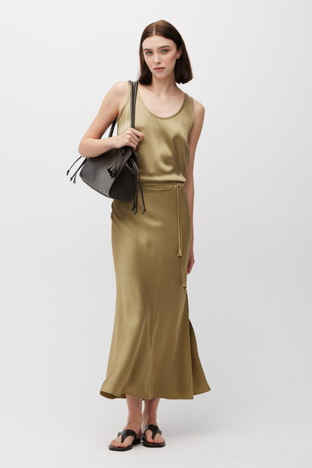 Zelená midi sukně z viskózy - Patrizia Aryton