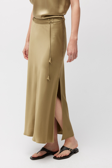 Zelená midi sukně z viskózy - Patrizia Aryton