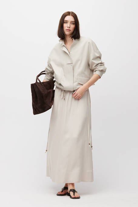 Béžová maxi sukně ze směsi lnu a lyocellu