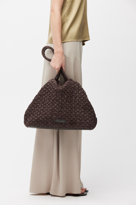 Hnědá pletená shopper taška - Patrizia Aryton