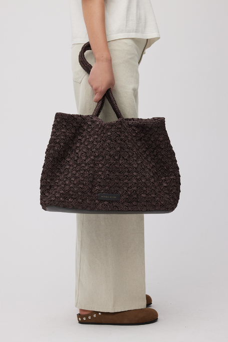 Hnědá pletená shopper taška - Patrizia Aryton