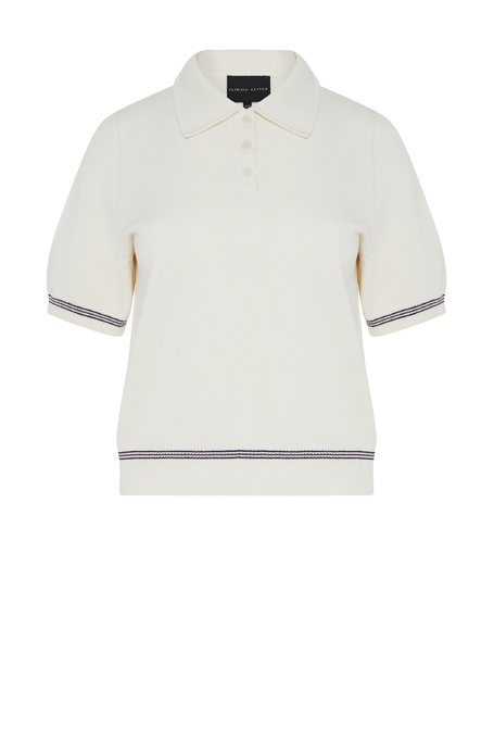 Krémová bavlněná halenka s polo límcem
