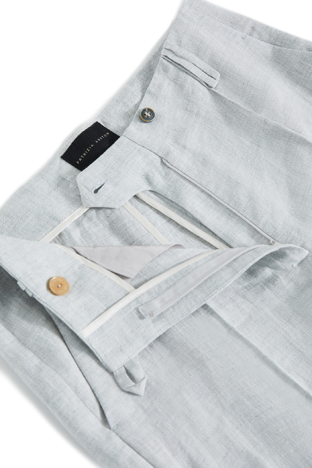 Světle modré široké lněné kalhoty