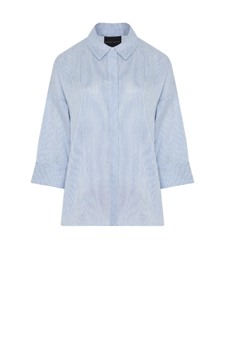 Pruhovaná košile ze lnu a hedvábí