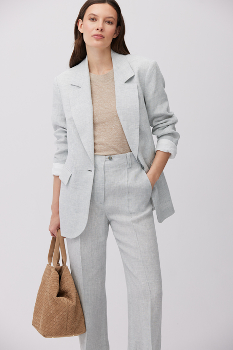 Světle modré lněné sako do kostýmu - Patrizia Aryton