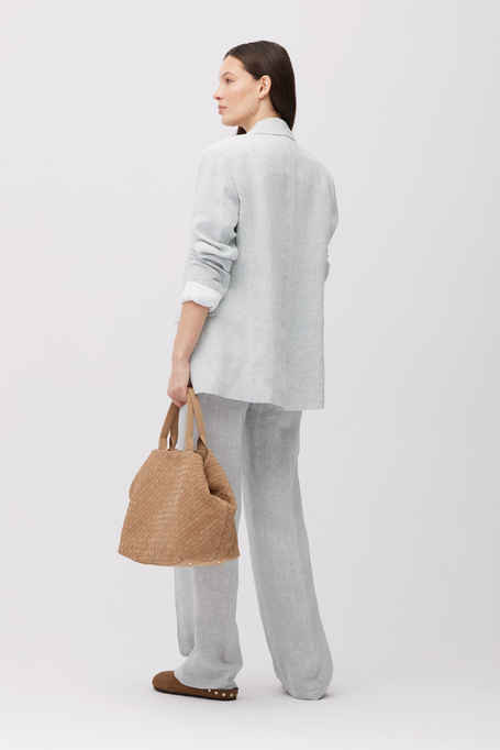 Světle modré lněné sako do kostýmu