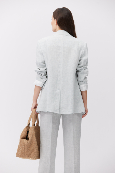 Světle modré lněné sako do kostýmu