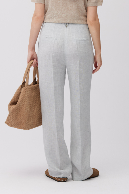 Světle modré široké lněné kalhoty