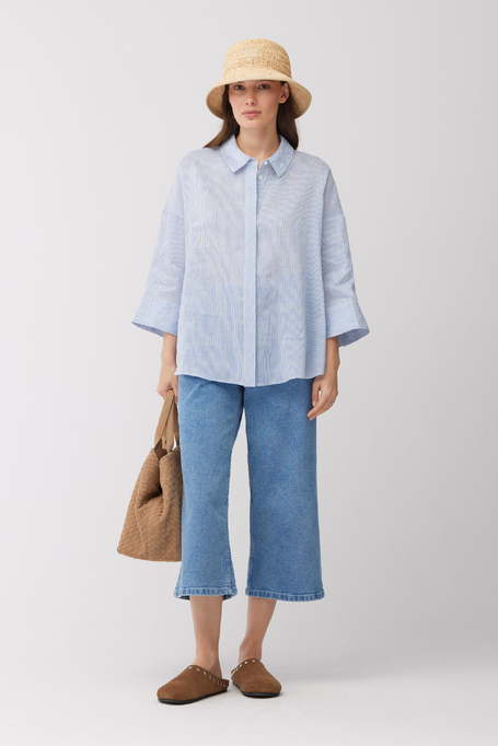 Pruhovaná košile ze lnu a hedvábí - Patrizia Aryton