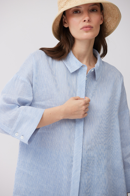 Pruhovaná košile ze lnu a hedvábí