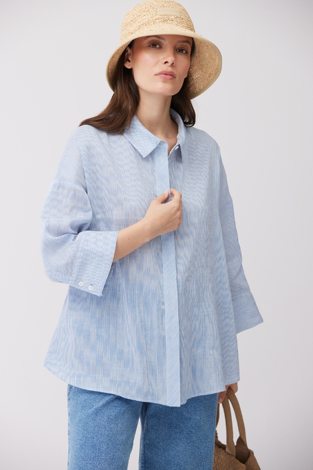 Pruhovaná košile ze lnu a hedvábí - Patrizia Aryton