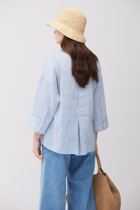 Pruhovaná košile ze lnu a hedvábí