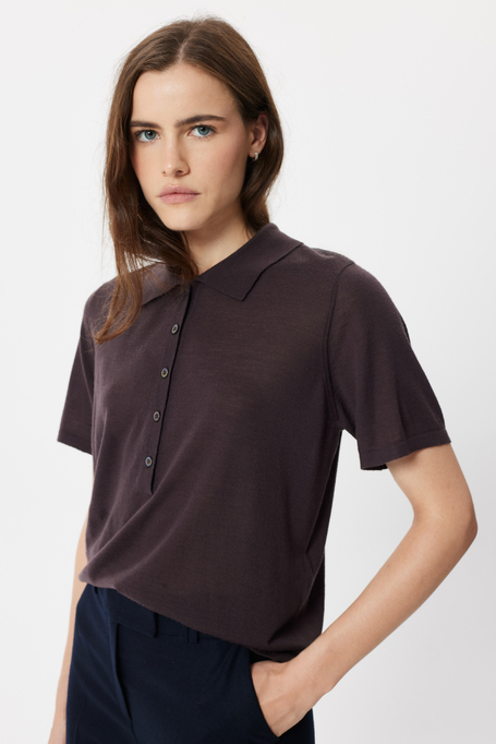 Halenka s polo límcem z merino vlny