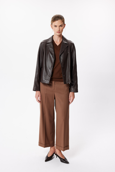 Hnědé culottes kalhoty z panenské vlny