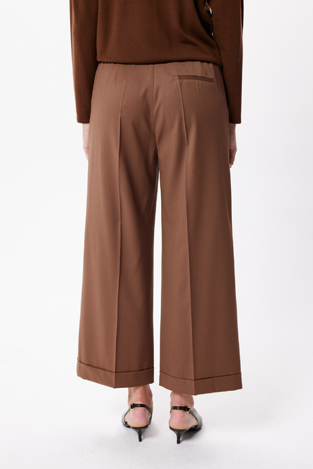 Hnědé culottes kalhoty z panenské vlny Hnědé culottes kalhoty z panenské vlny