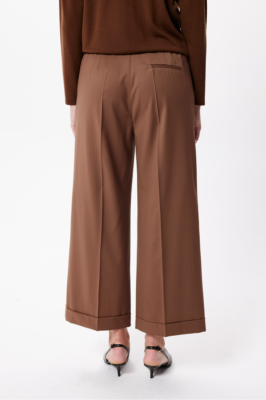 Hnědé culottes kalhoty z panenské vlny Hnědé culottes kalhoty z panenské vlny
