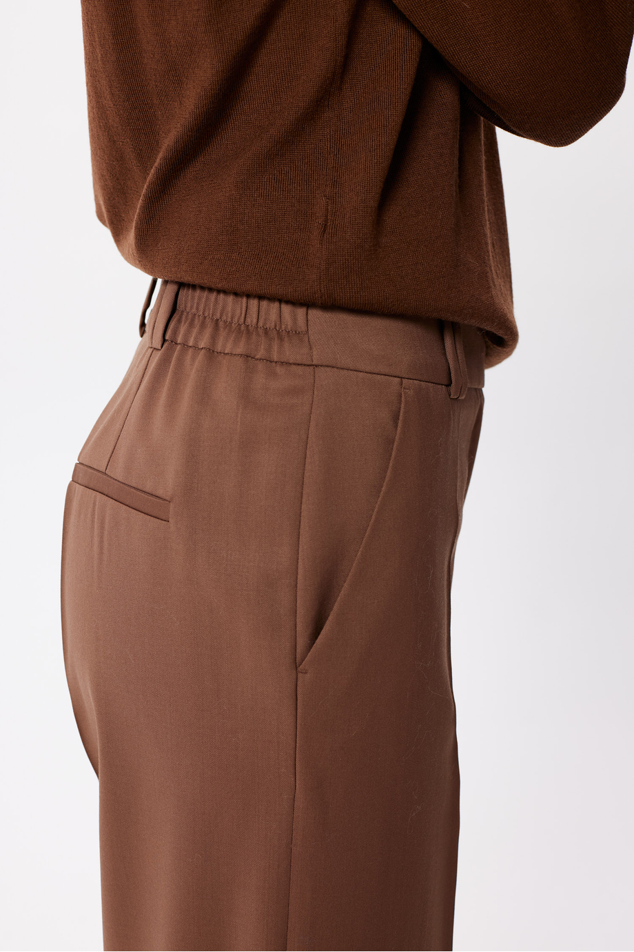 Hnědé culottes kalhoty z panenské vlny Hnědé culottes kalhoty z panenské vlny